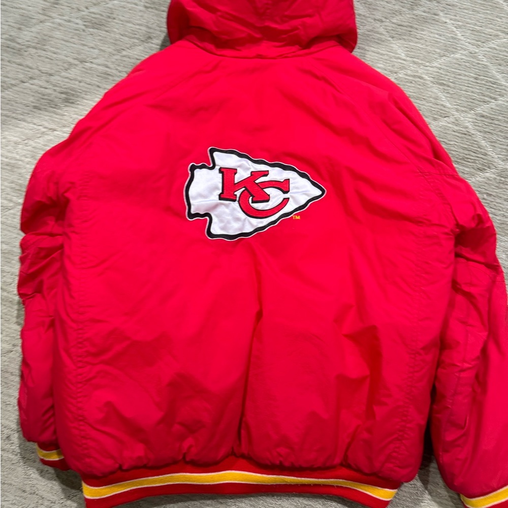 Vintage 90s NFL Kansas City Chiefs GameDay XL Parka Coat Hood Embroidered.